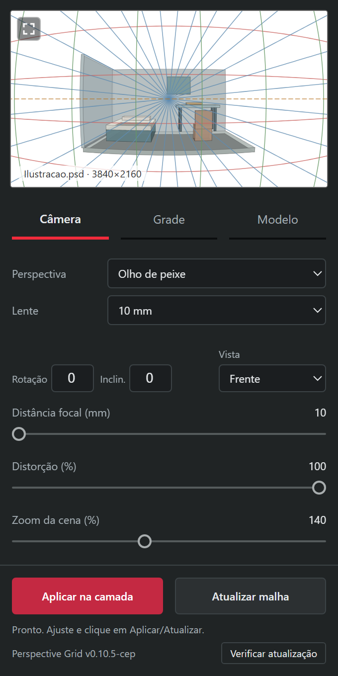 Distorção de lente sem fazer conta