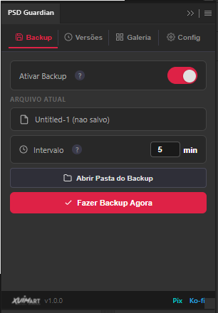 Tela de Backup